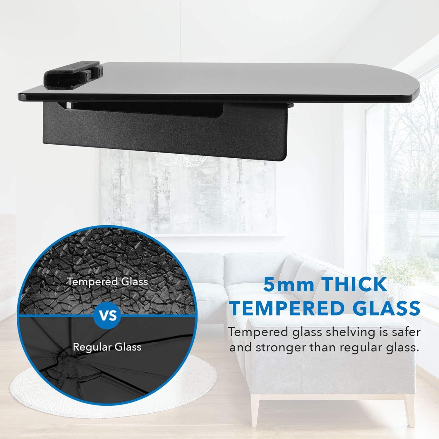 Mount-It! Tempered Glass Cable Box Wall Mount Shelves for AV, Electronic Components, Gaming Consoles