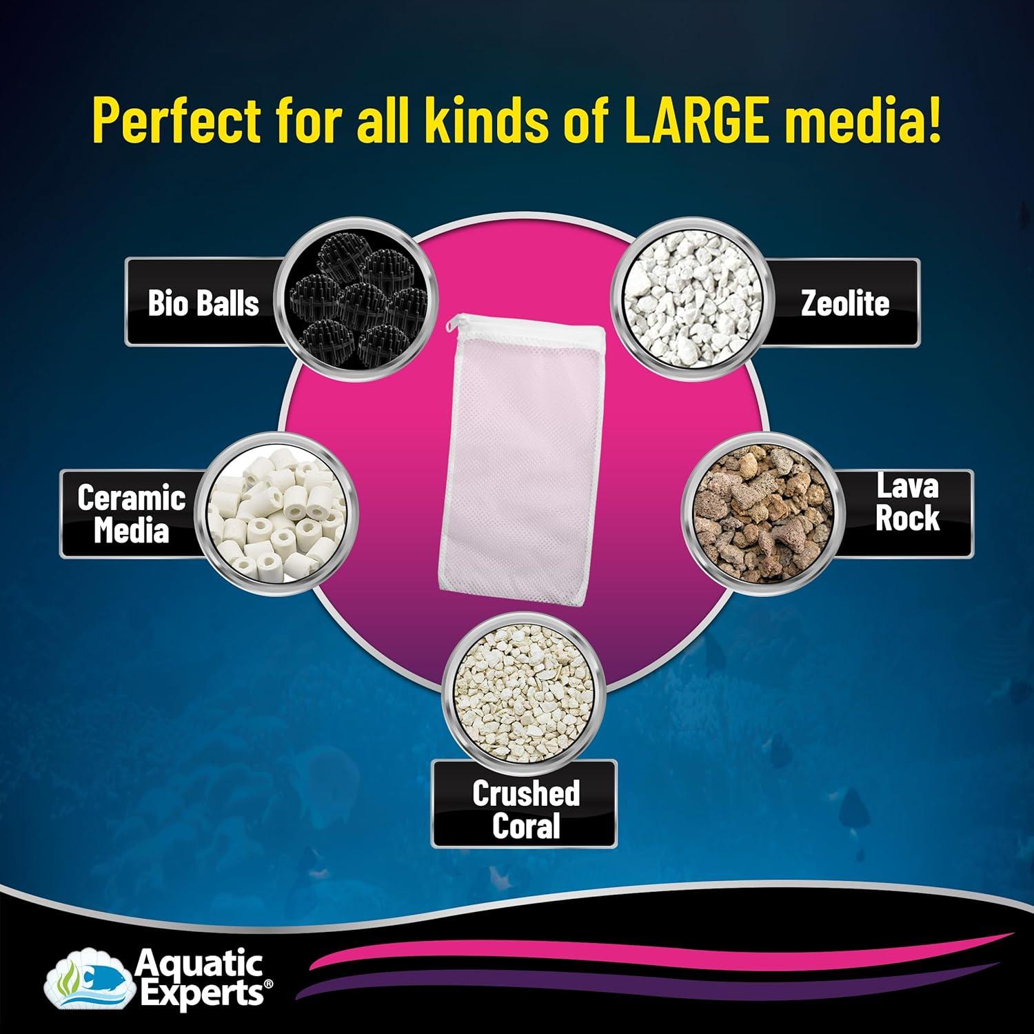 Aquatic Experts - Durable MaxFlow Mesh Media Filter Bags with Zipper for Large Filter Media 4 Pack, 4 pack, 5" x 9"