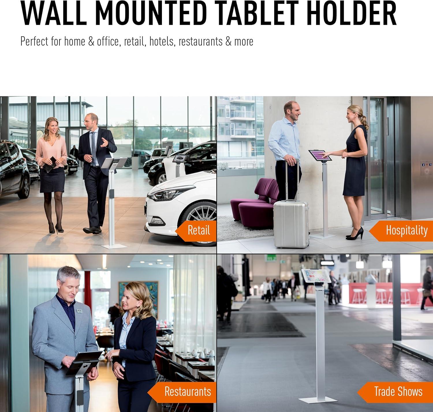 DURABLE Tablet Floor Stand 47.5 Inches Tall (for Tablets 7-13 Inches, 360 Degree Rotation with Anti-Theft Device) Silver/Charcoal (893223)