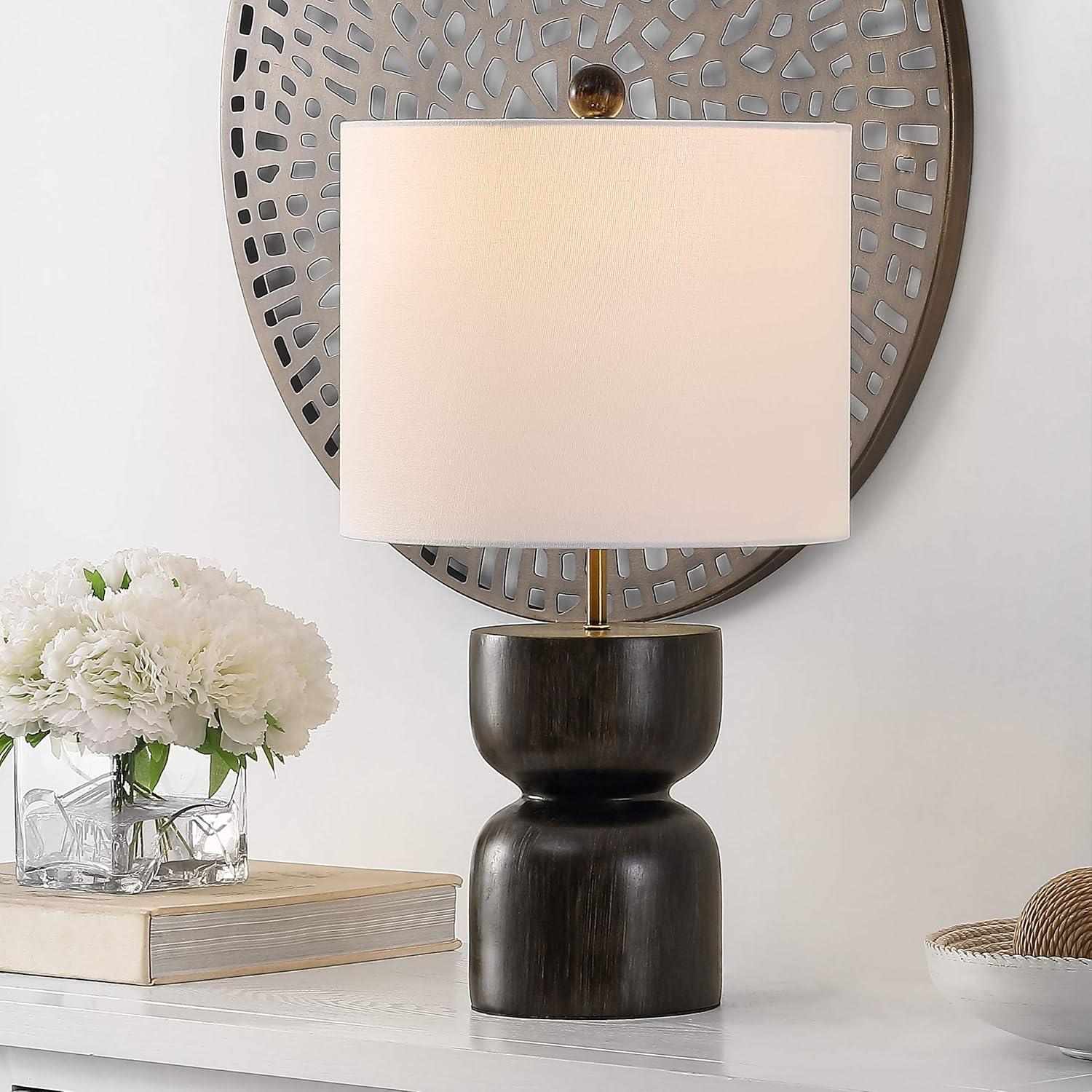 Lastra Dark Brown Resin Table Lamp with White Shade