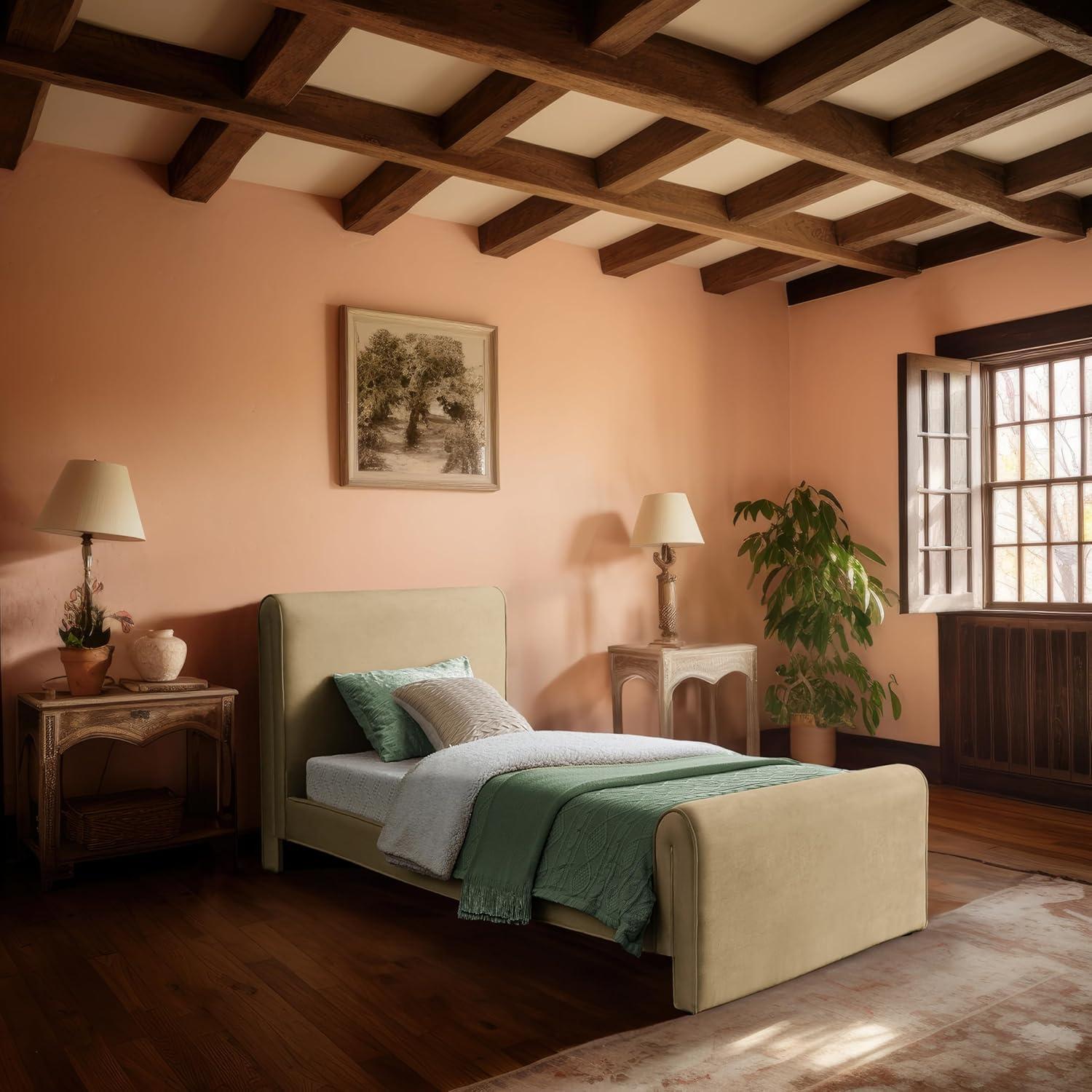 Meridian Furniture Sloan Camel Velvet Queen Bed