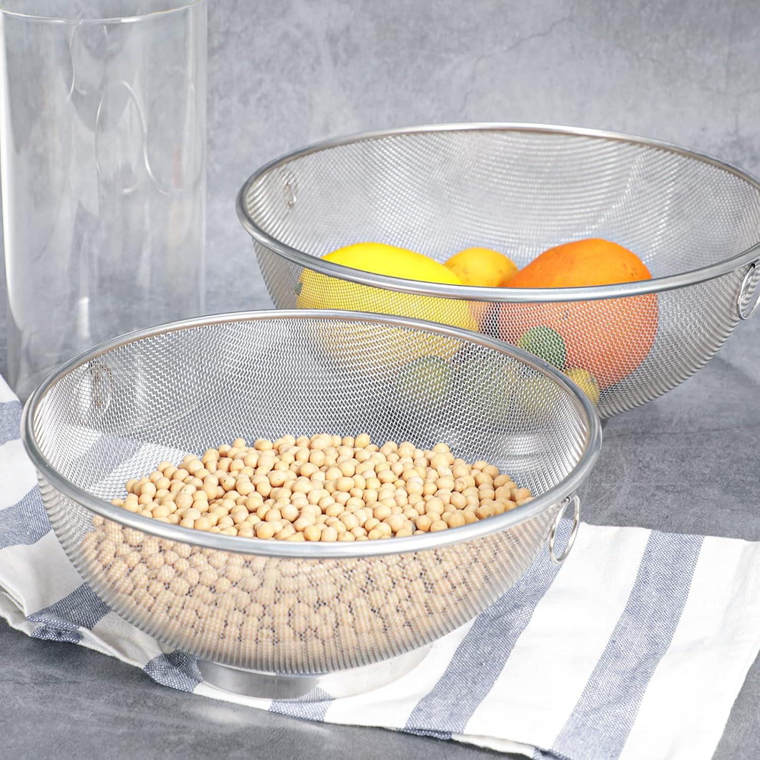 Stainless Steel Mesh Colander Set with Handles, 2-Piece