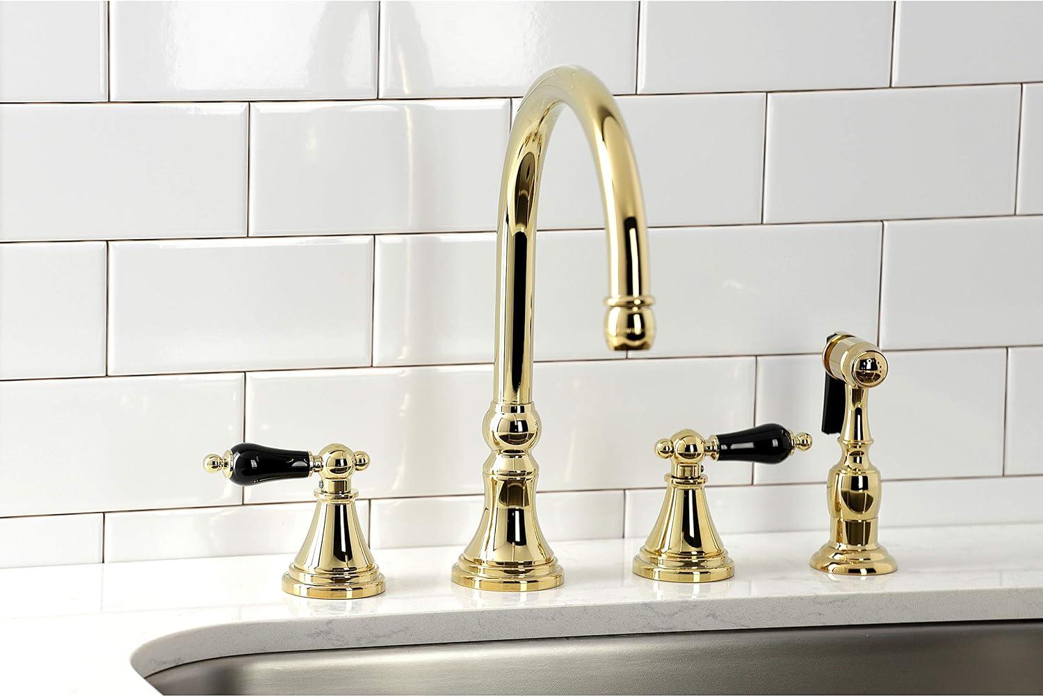 Duchess Polished Brass Widespread Kitchen Faucet with Side Sprayer