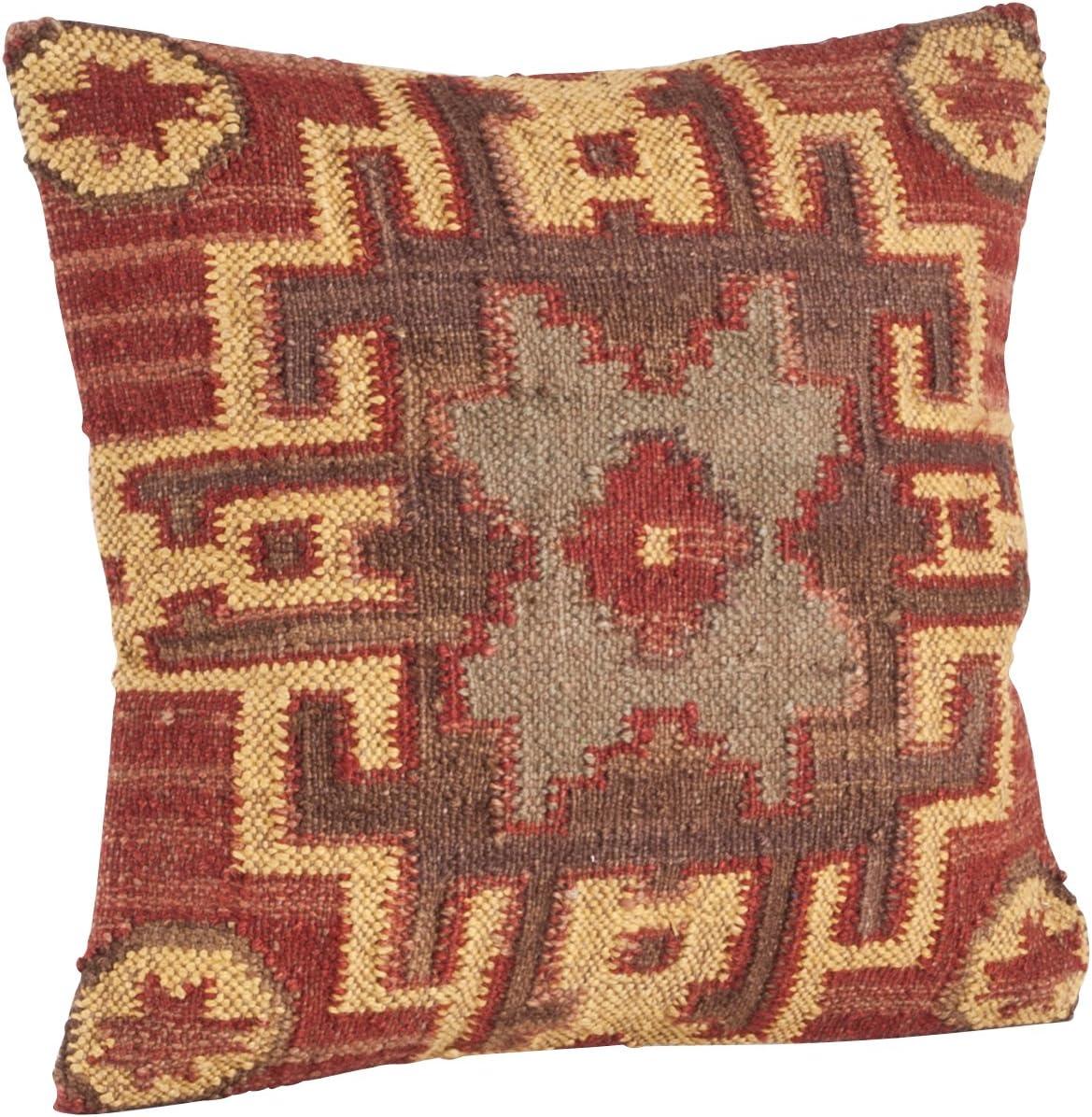 Saro Kilim Pillow Collection Wool Blend Reversible Throw Pillow