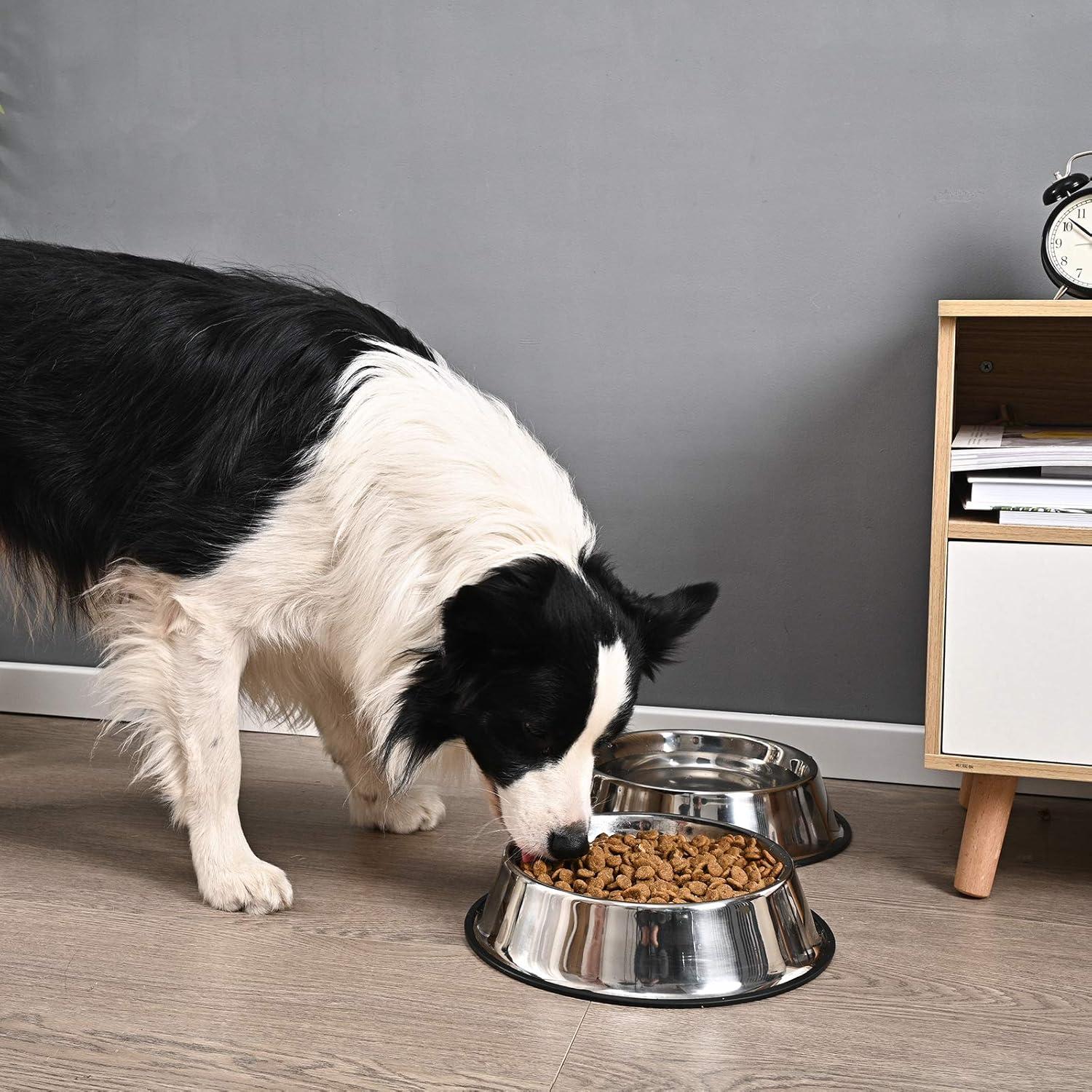 2 pack stainless steel dog bowl with non slip rubber base for small/medium/large pets, perfect dishes, pet feeder bowl and water bowl, suitable for puppies, kittens, and kittens (8 oz)