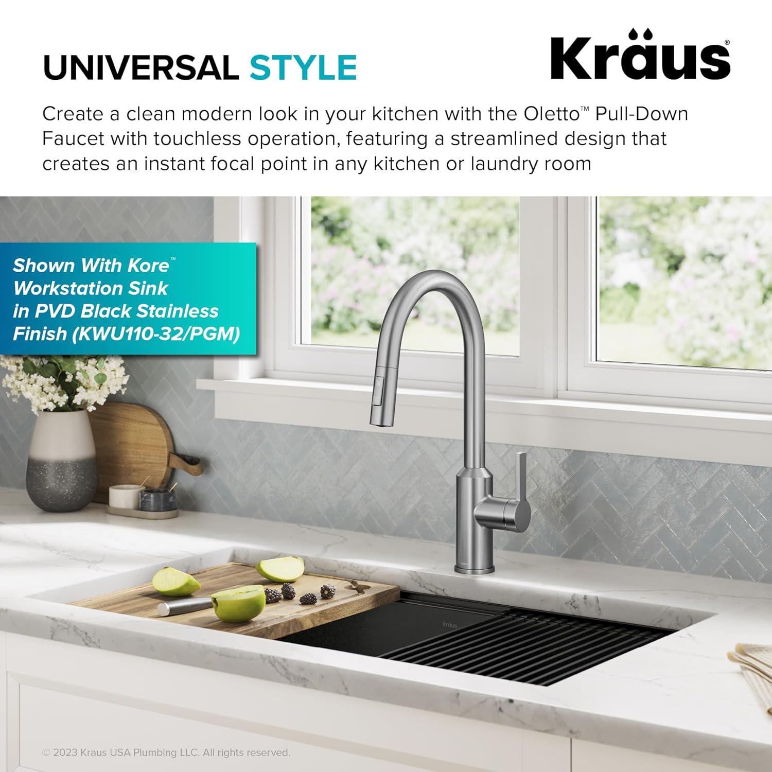 KRAUS Oletto Touchless Sensor Pull-Down Single Handle Kitchen Faucet