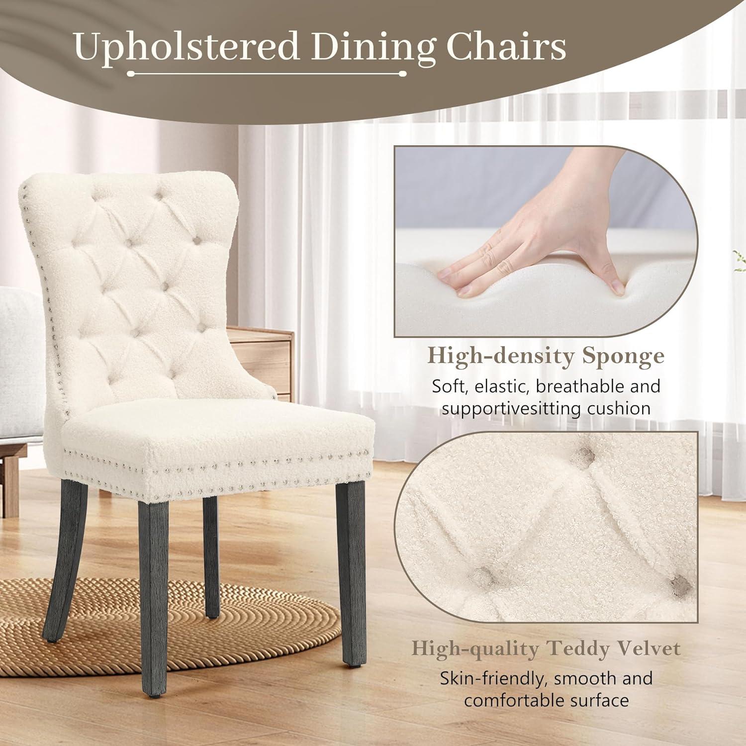 Almeada Stylish Tufted High Back Parsons Chair Dining Chair with Nailhead Trim