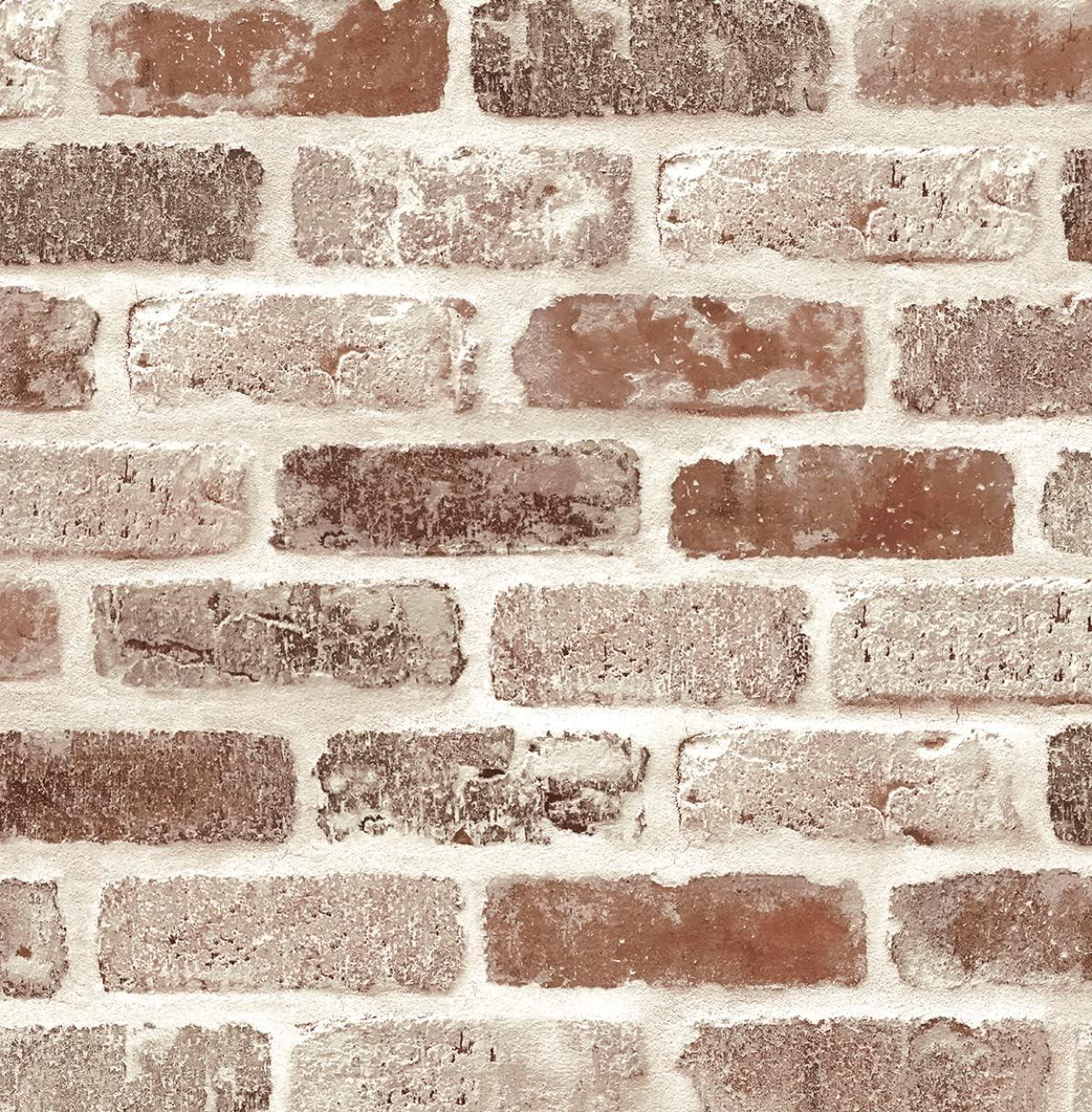 NextWall  Washed Brick Peel and Stick Removable Wallpaper Adobe