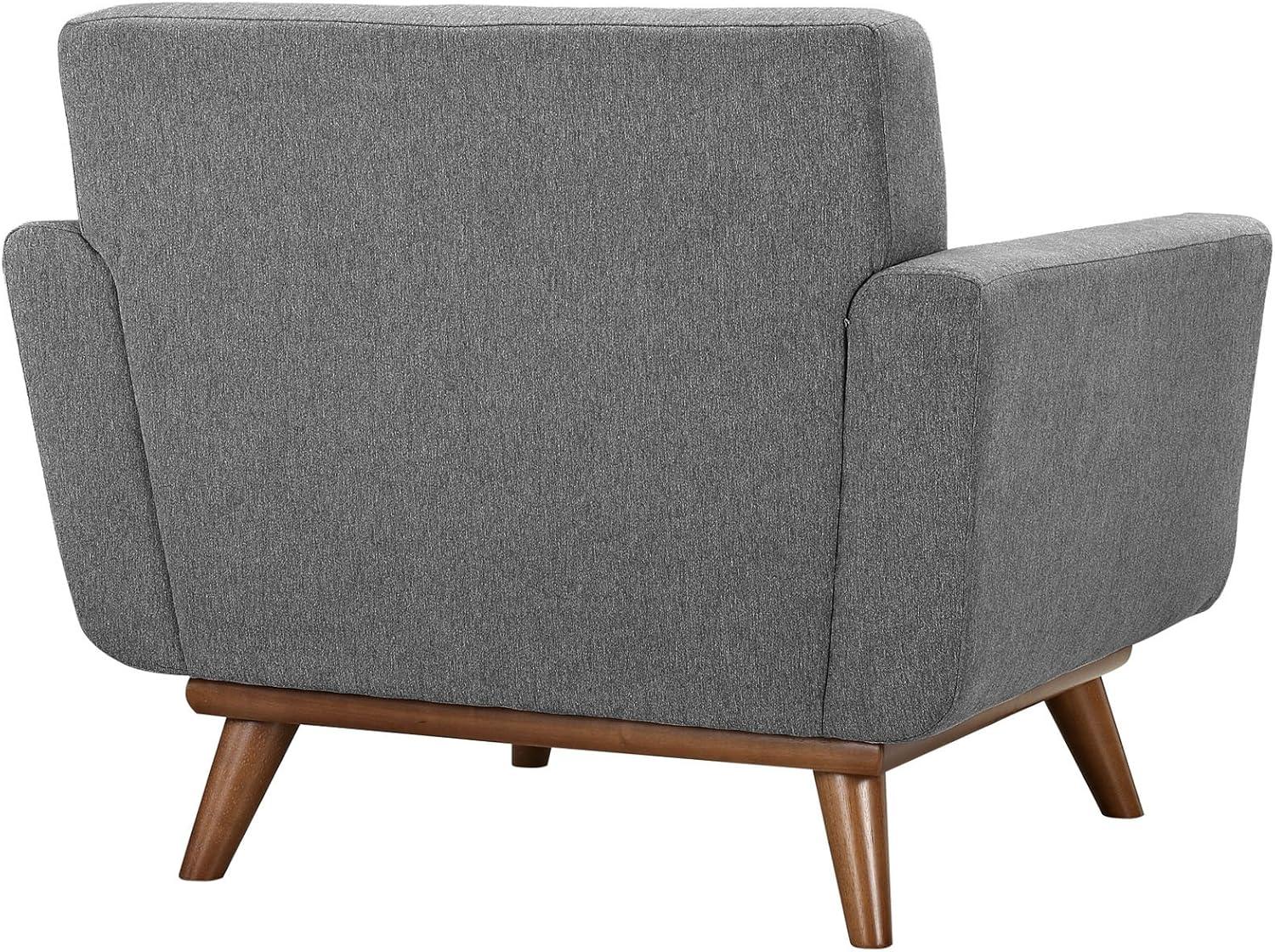 Expectation Gray Plush Upholstered Accent Chair with Cherry Wood Legs