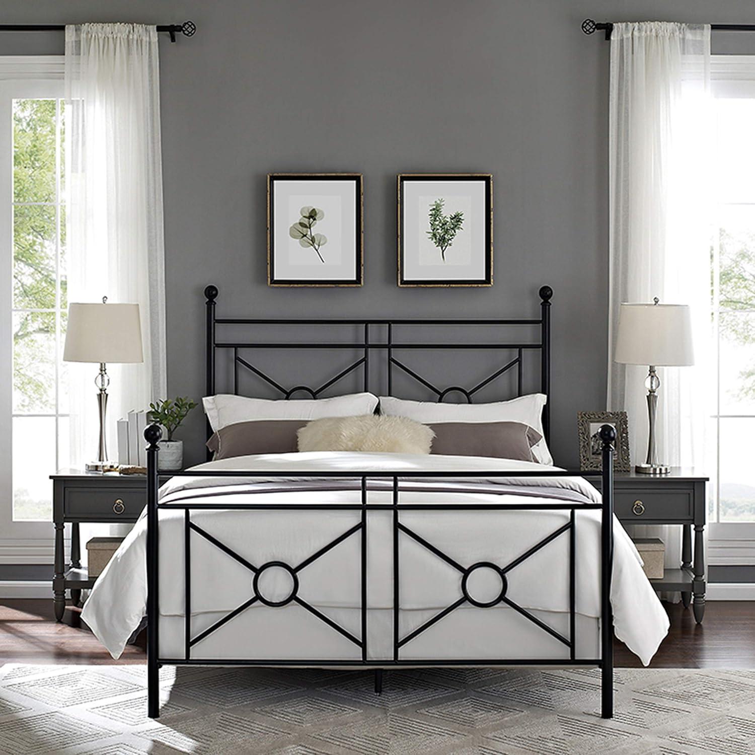 Crosley Furniture Montgomery Metal Frame Queen Poster Bed in Black Powder Coat