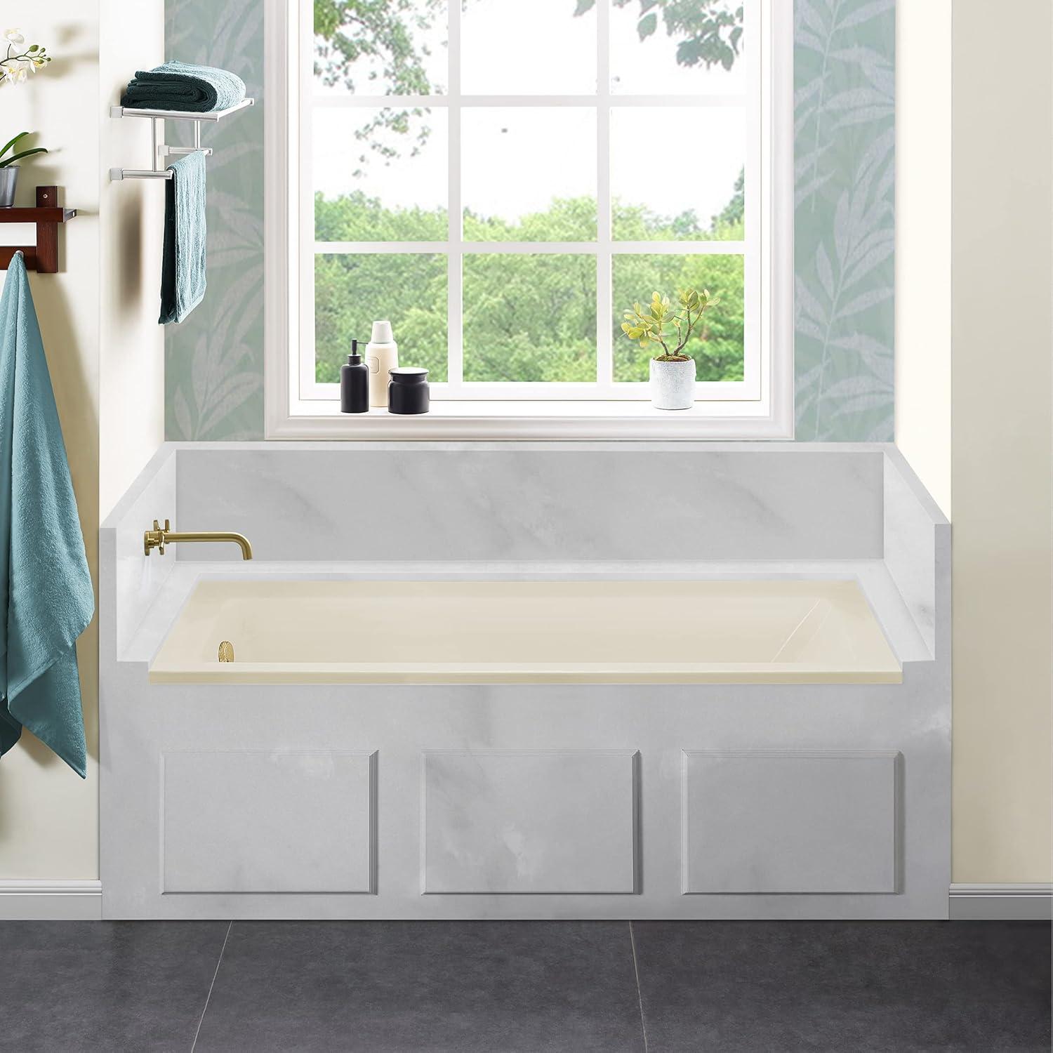 Voltaire 60" Bisque Acrylic Alcove Bathtub with Left-Hand Drain