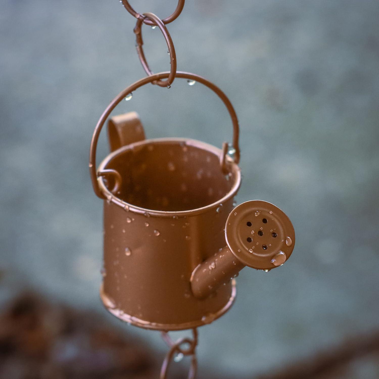 Copper Colored Rain Chain for Gutters & Downspouts (Watering Can Design)