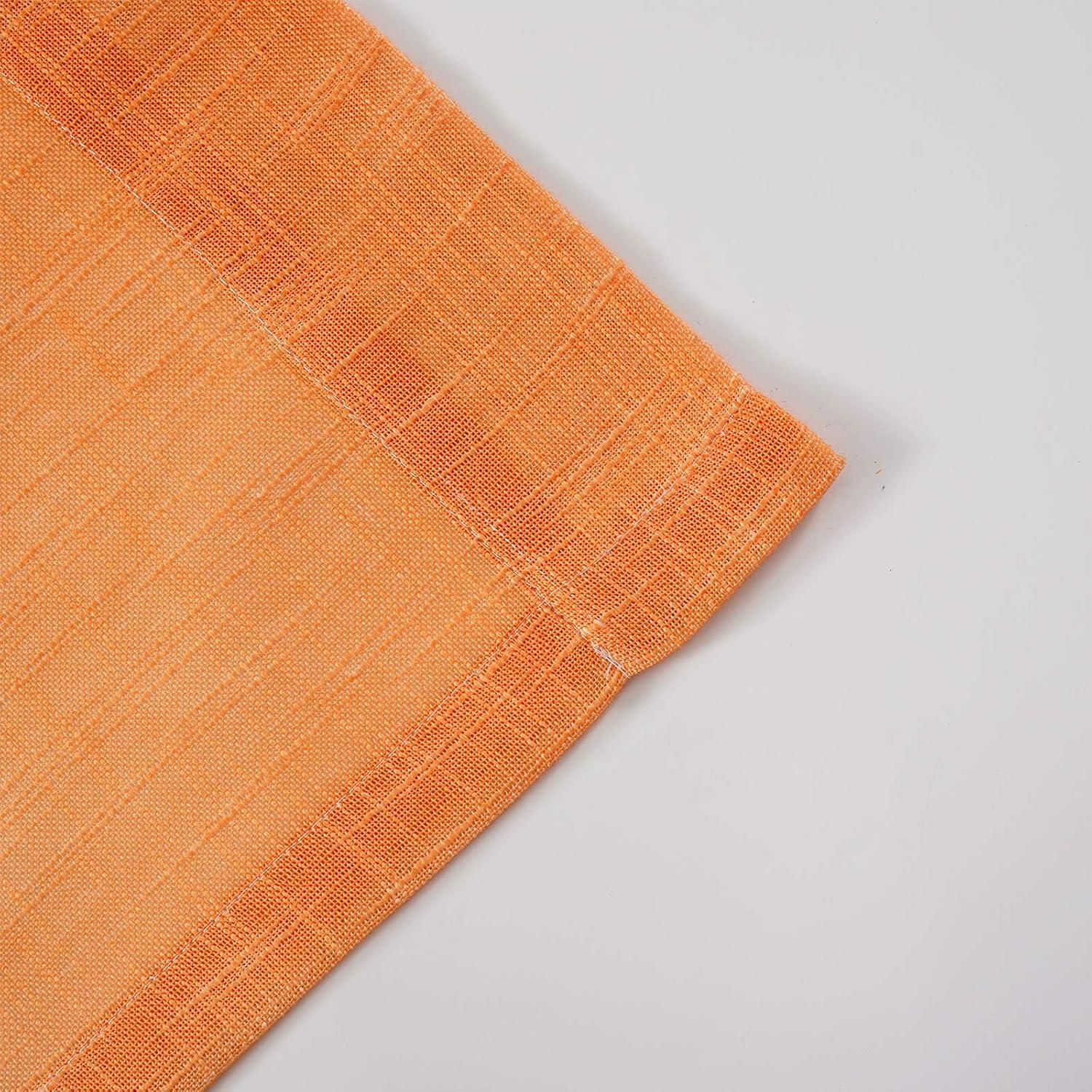 Melodieux Linen Textured Ombre Semi Sheer Curtains for Bedroom Living Room Kids Nursery Sunset Rod Pocket Gradient Drapes, Orange Green Teal Turquoise Mint, 52 x 63 Inch (2 Panels)