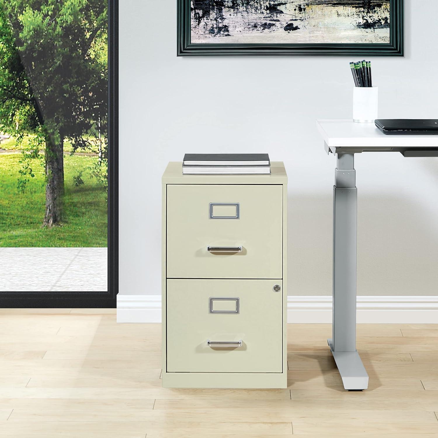 2 Drawer Locking Metal File Cabinet in Tan