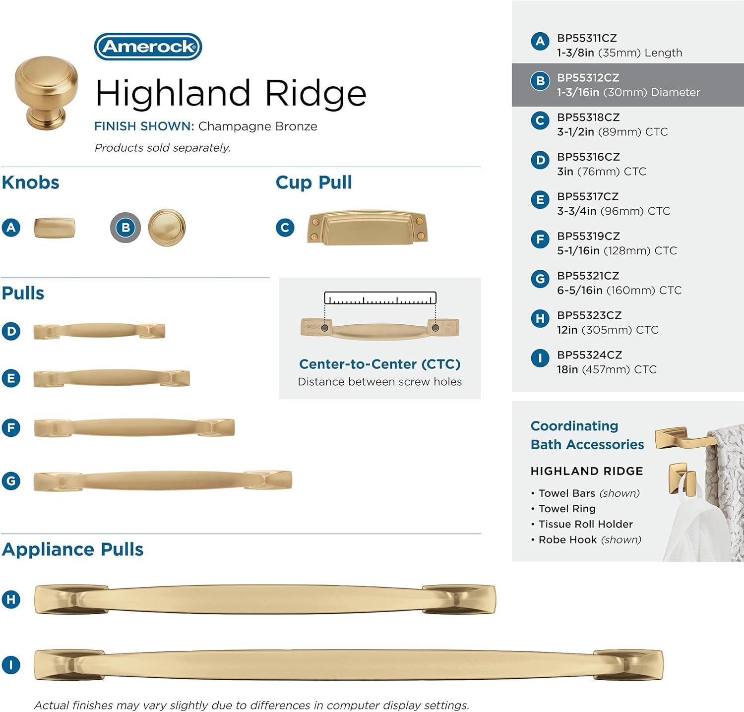 Amerock Highland Ridge Cabinet or Furniture Knob