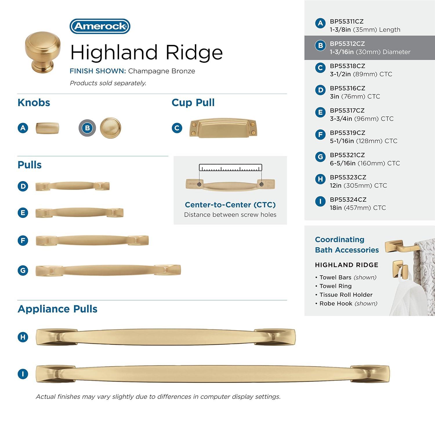 Amerock Highland Ridge 1 3/16" Diameter Mushroom Knob & Reviews | Wayfair
