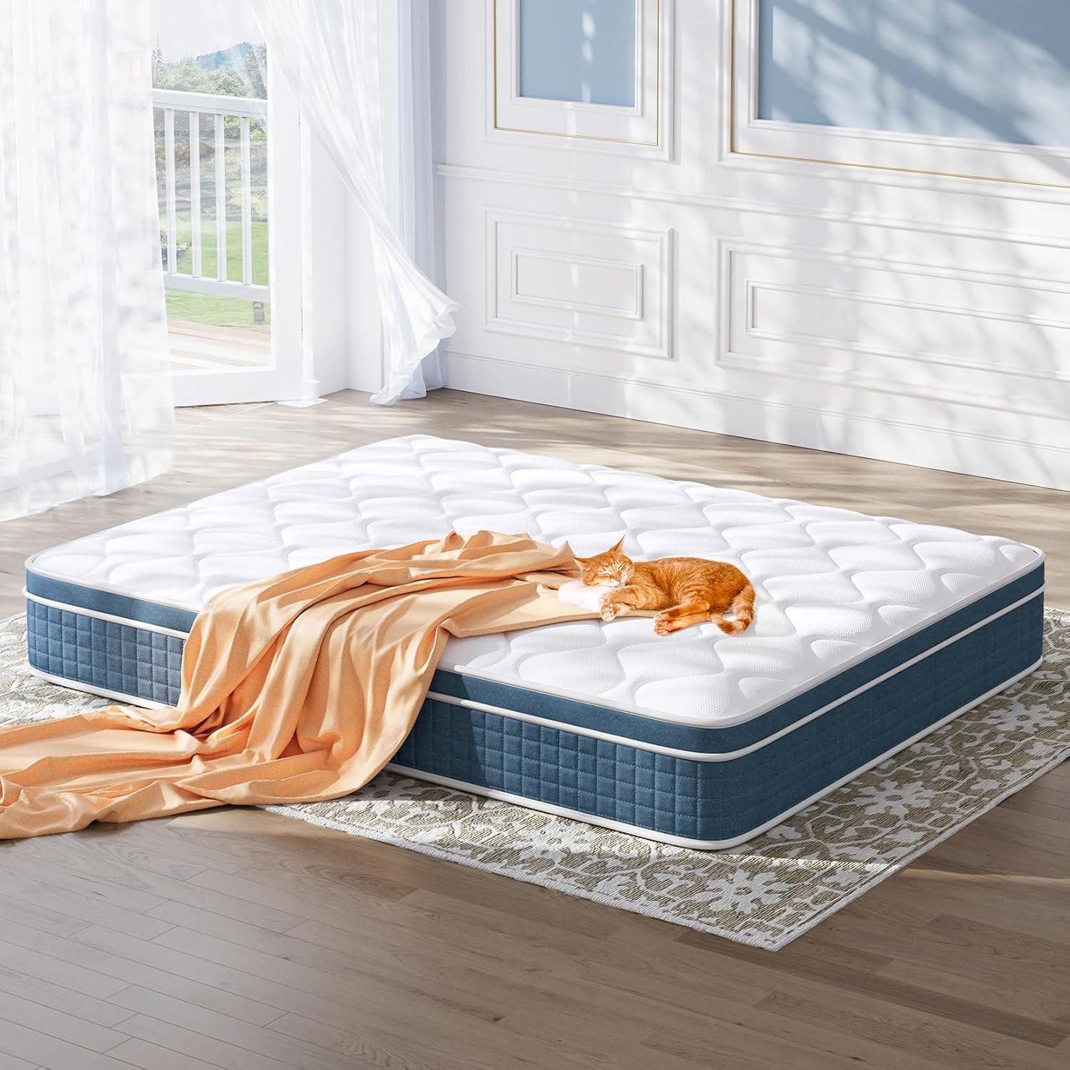 Twin Mattress 8 Inch in a Box, Fiberglass Free Hybrid Bed with Memory Foam and Pocket Spring, Breathable & Pressure Relief, Medium Firm Mattress Twin Size 75"x39"x8"