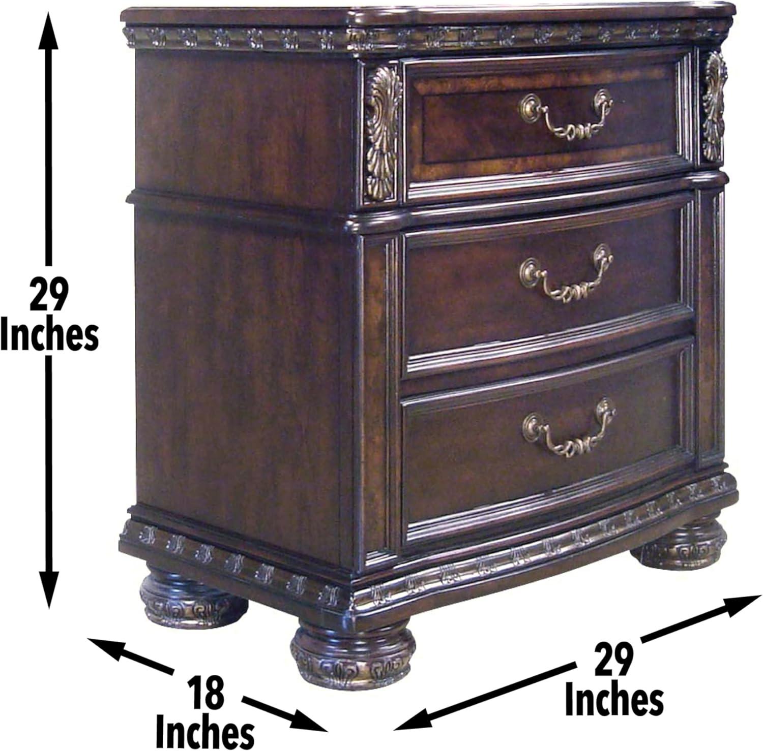 Monte Carlo 29" Cocoa Brown 3-Drawer Wood Nightstand