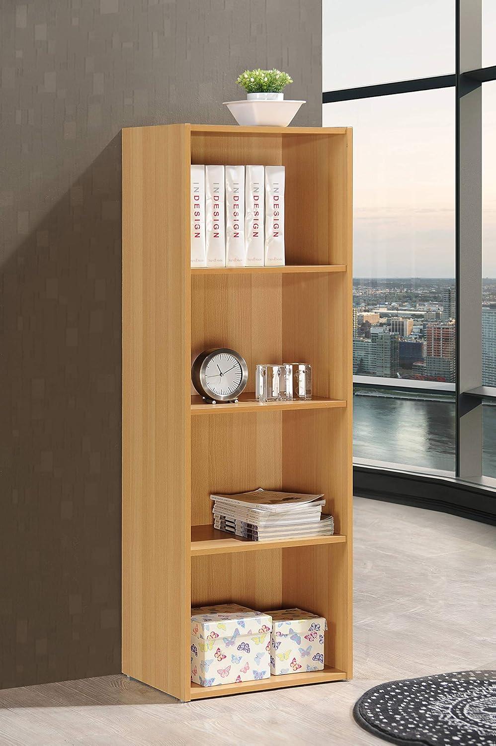 Hodedah 12 x 16 x 47 Inch 4 Shelf Bookcase and Office Organizer Solution for Living Room, Bedroom, Office, or Nursery