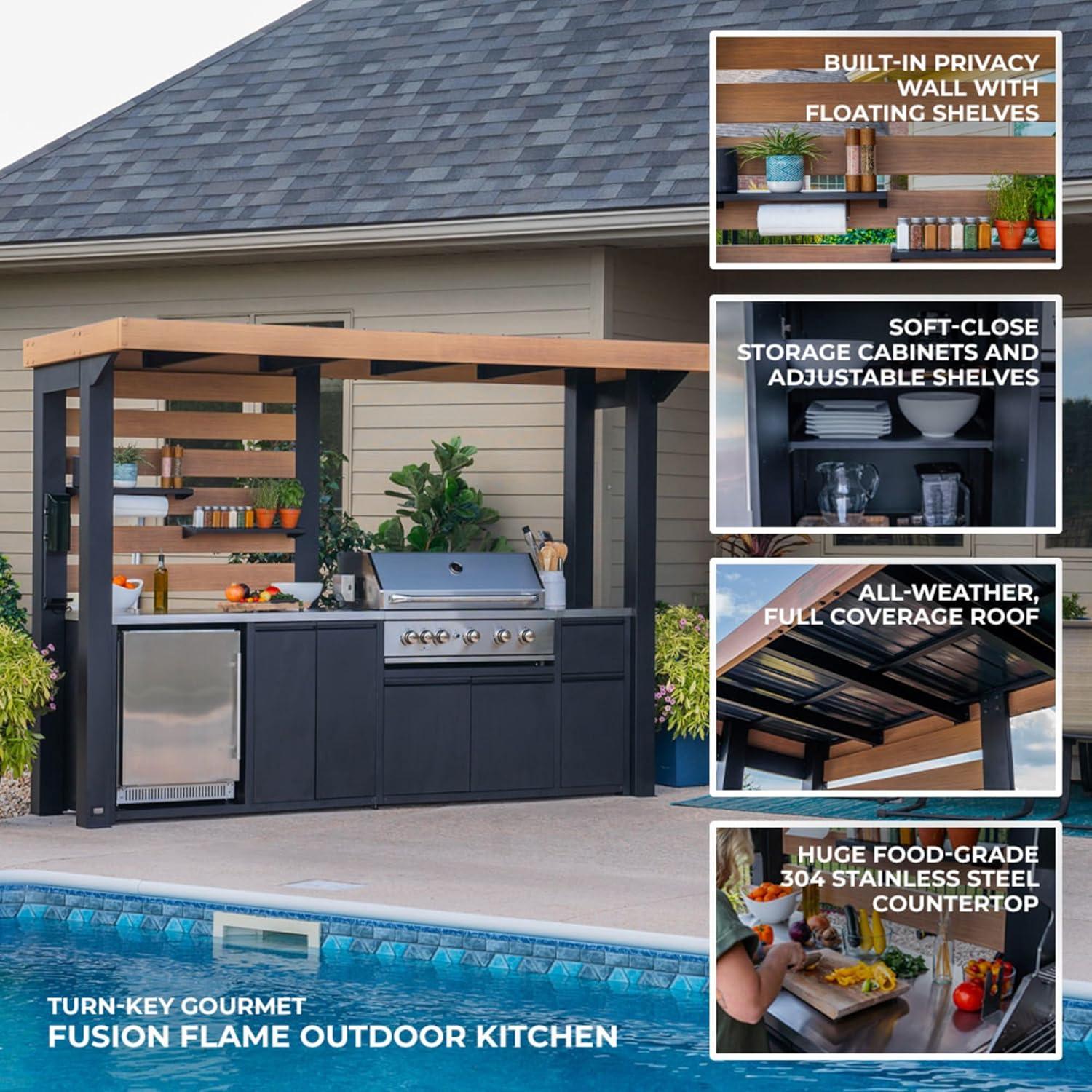 Backyard Discovery Fusion Flame Outdoor Kitchen, Grill, and Refrigerator