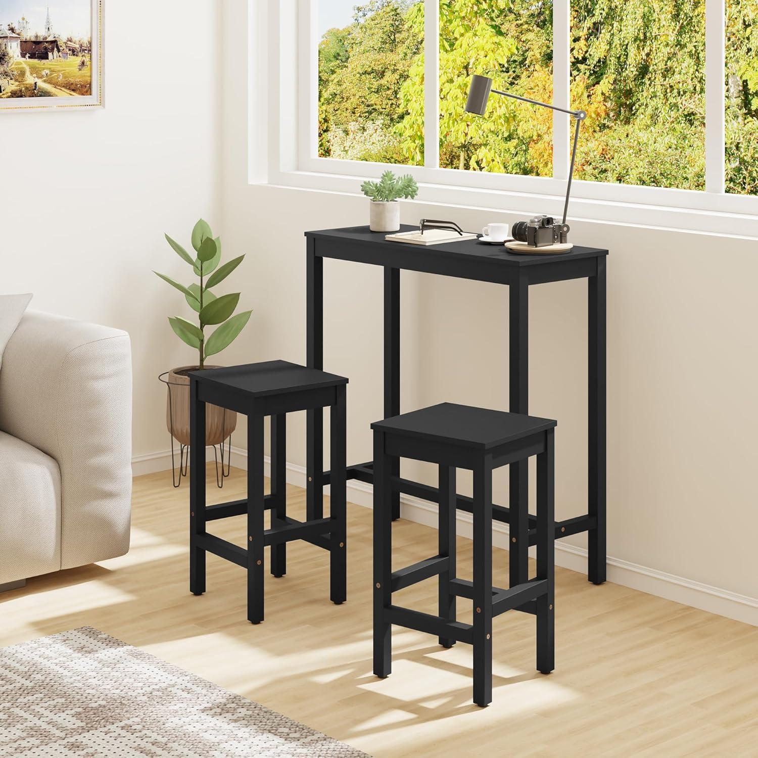 38" Teak Brown Acacia Wood Counter Height Bar Table