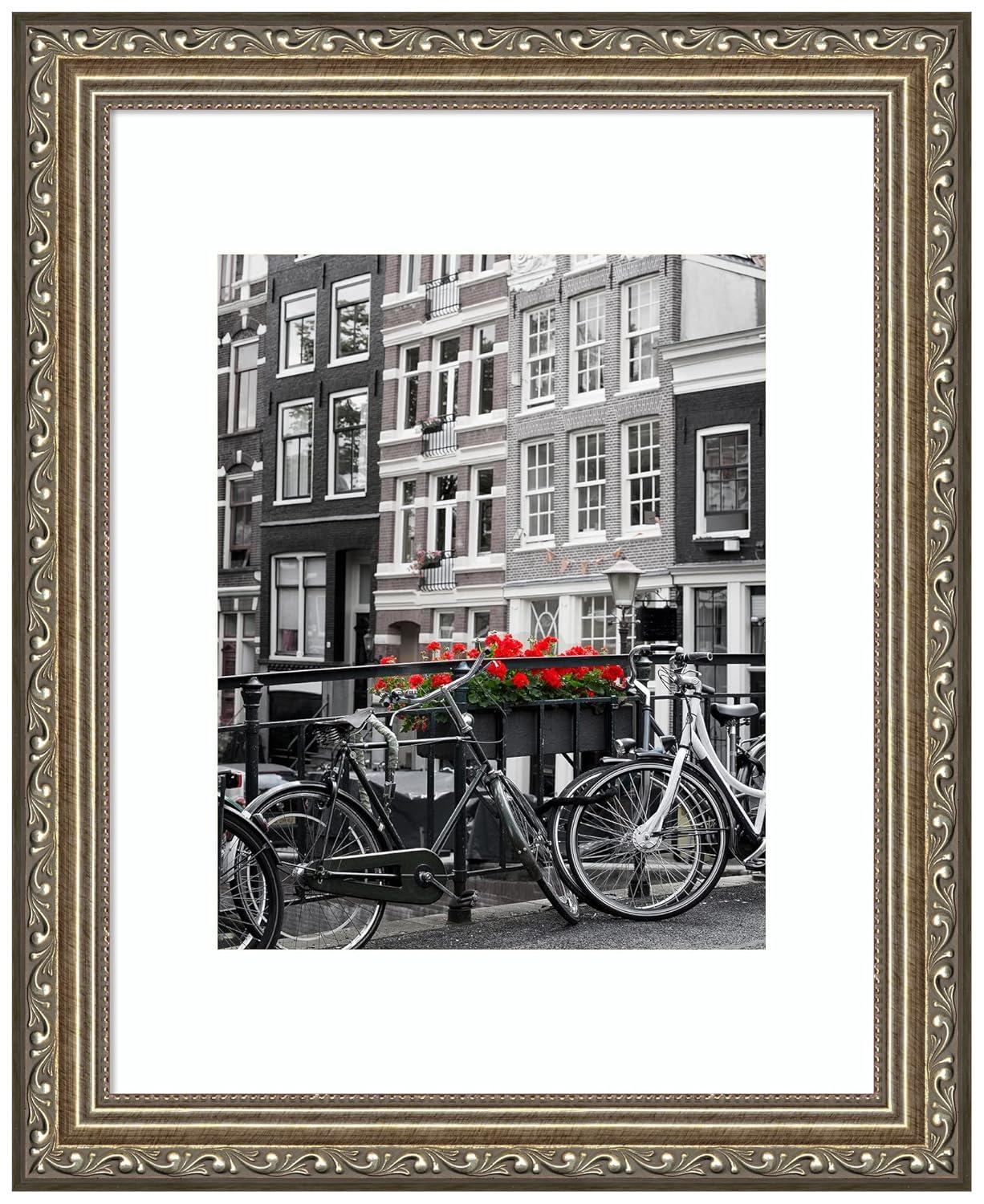 Amanti Art Parisian Silver Wood Picture Frame Opening Size 11x14 in. (Matted To 8x10 in.)