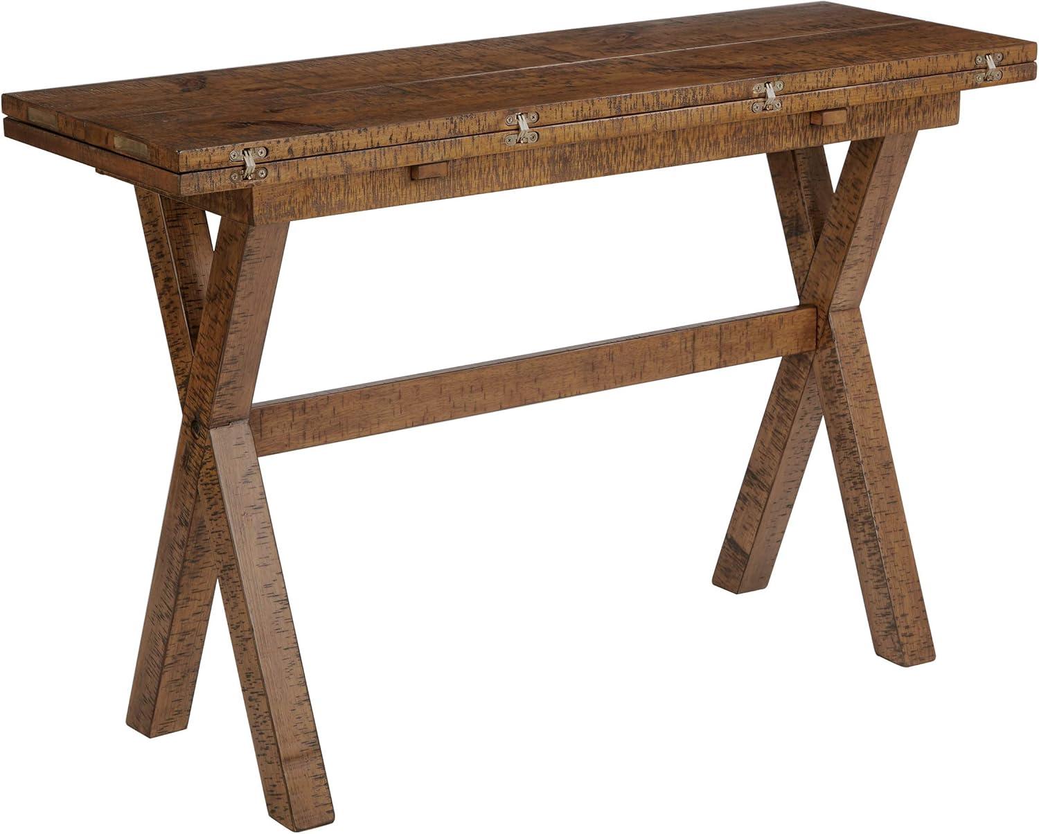 OSP Home Furnishings McKayla Flip Top Table in Distressed Brown Finish