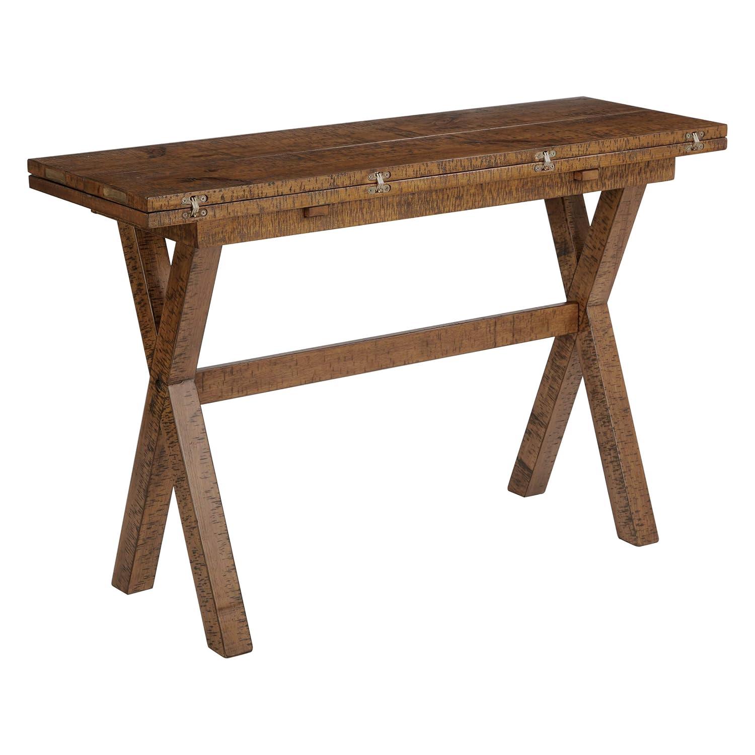 OSP Home Furnishings McKayla Flip Top Table in Distressed Brown Finish
