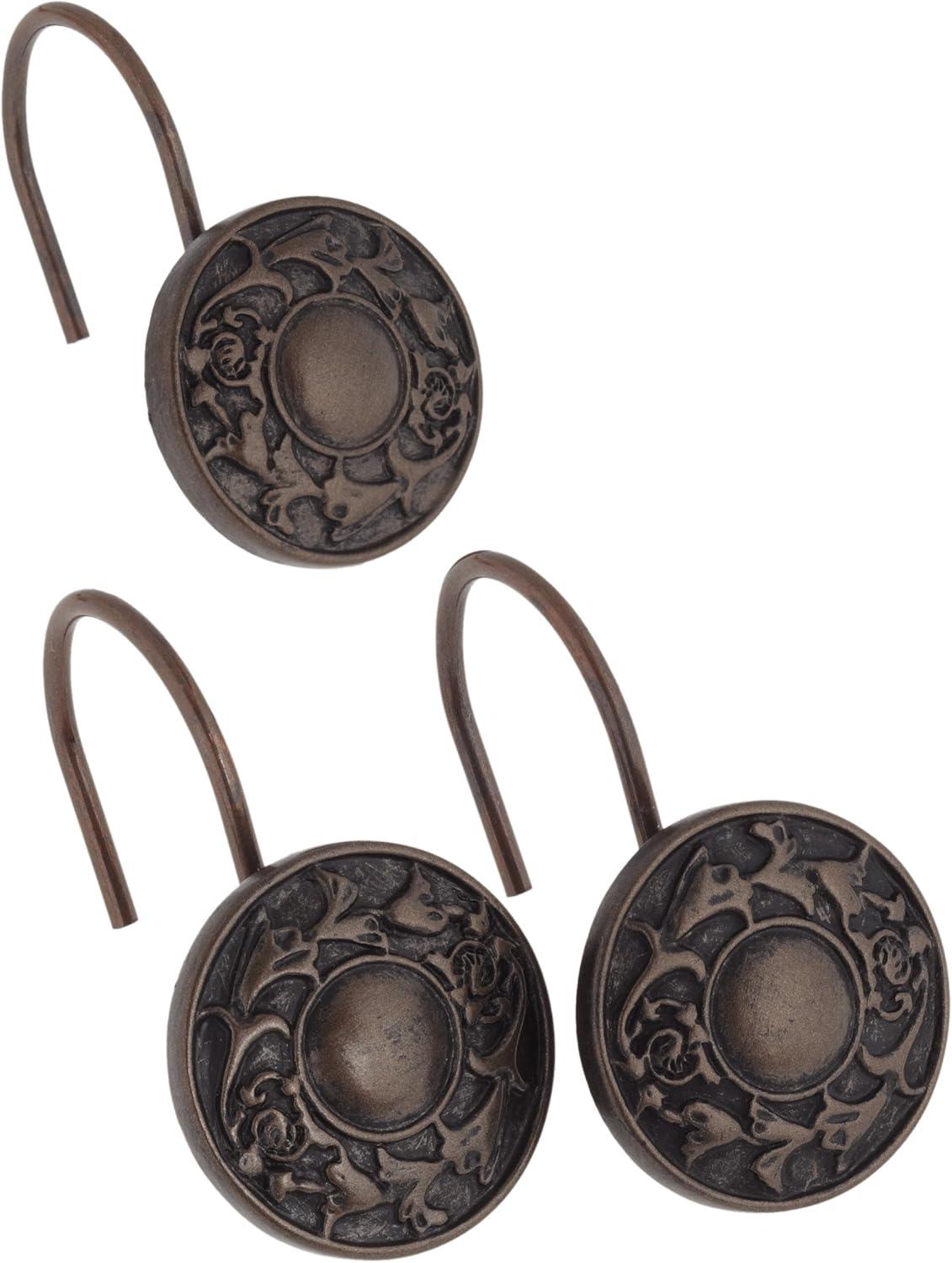 Oil Rubbed Bronze Hand-Painted Resin Shower Curtain Hooks, Set of 12