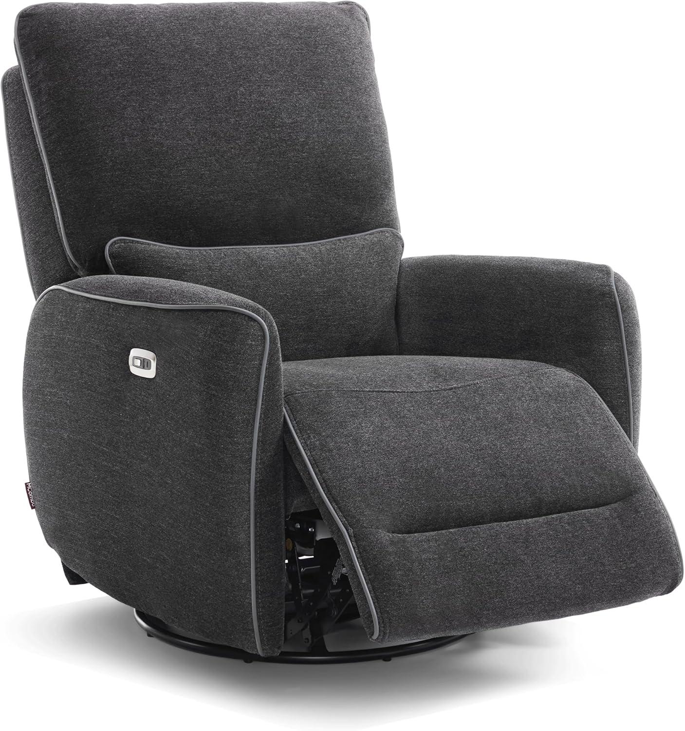 Swivel Glider Power Recliner Chair, Electric Rocker Recliner Chairs with USB Ports For Nursery, Fabric