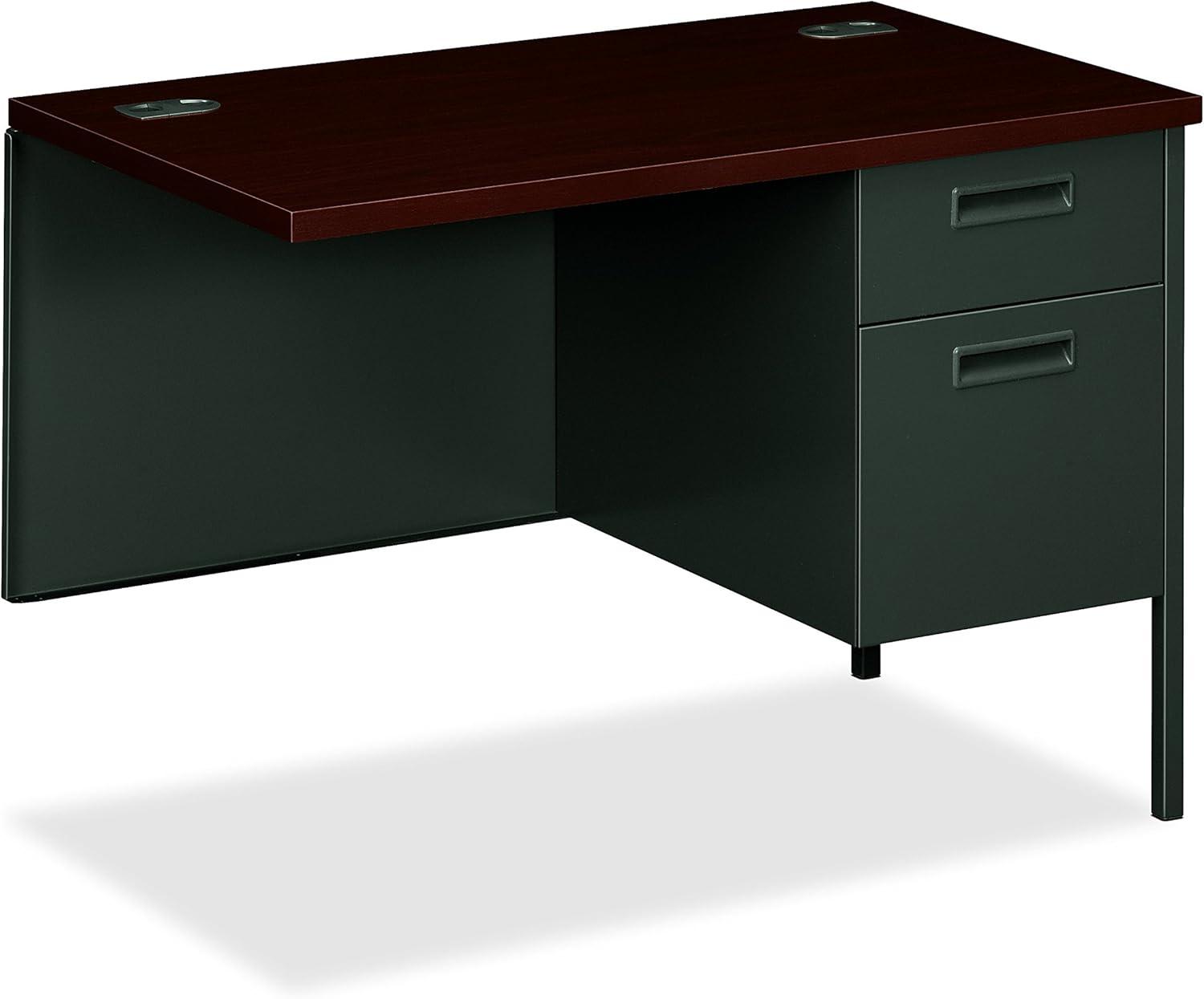 Charcoal and Mahogany Steel 2-Drawer Desk Return