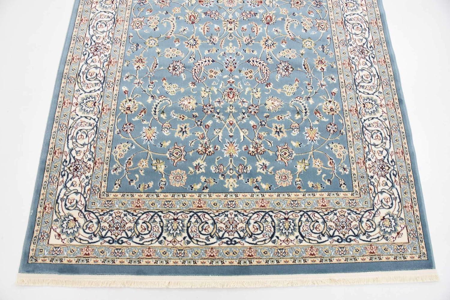 Rugs.com Rabia Collection Rug – 5' x 8' Blue Low Rug Perfect For Bedrooms, Dining Rooms, Living Rooms