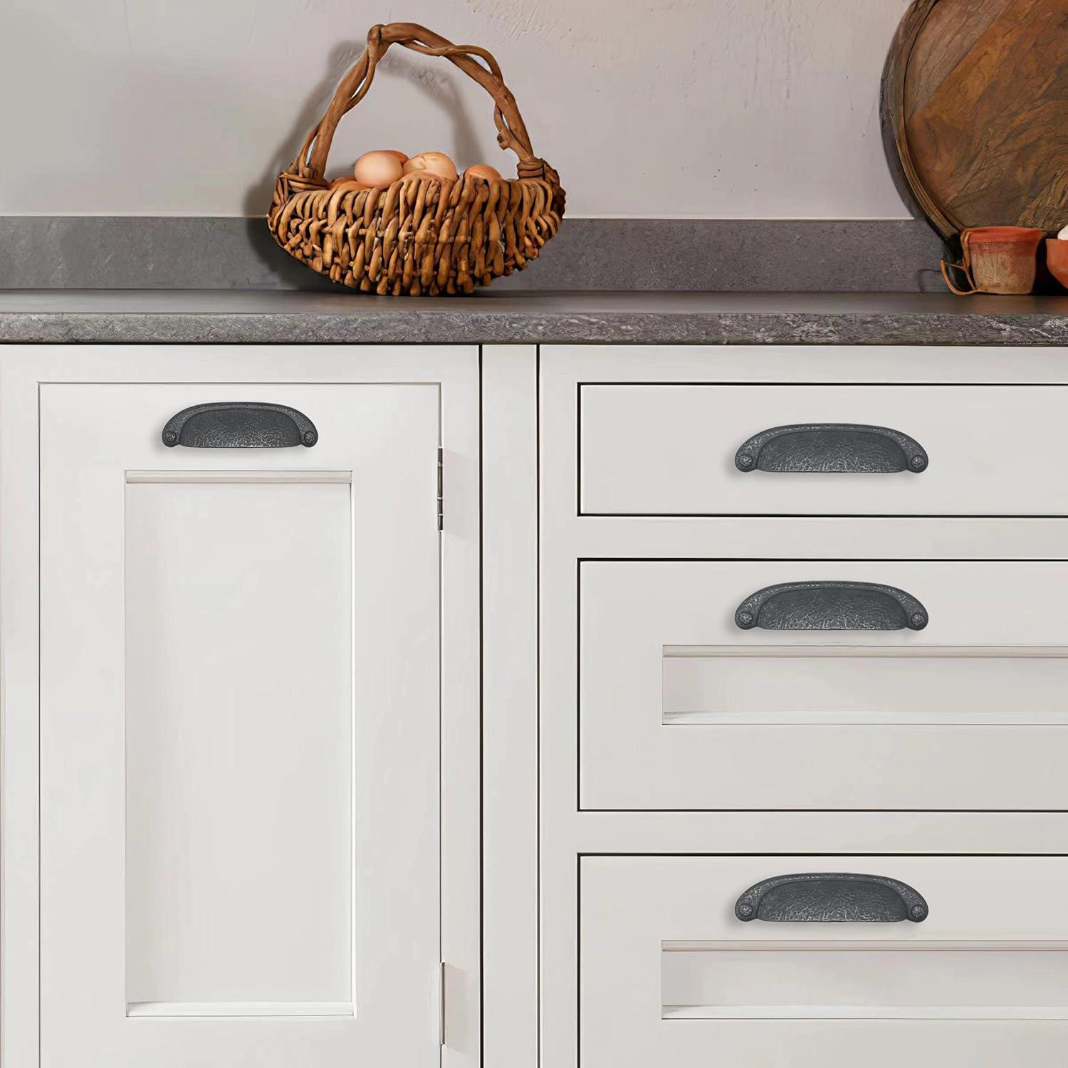 Refined Rustic Kitchen Cabinet Handles, Solid Core Drawer Pulls for Cabinet Doors, 3" & 3-3/4"(96mm)