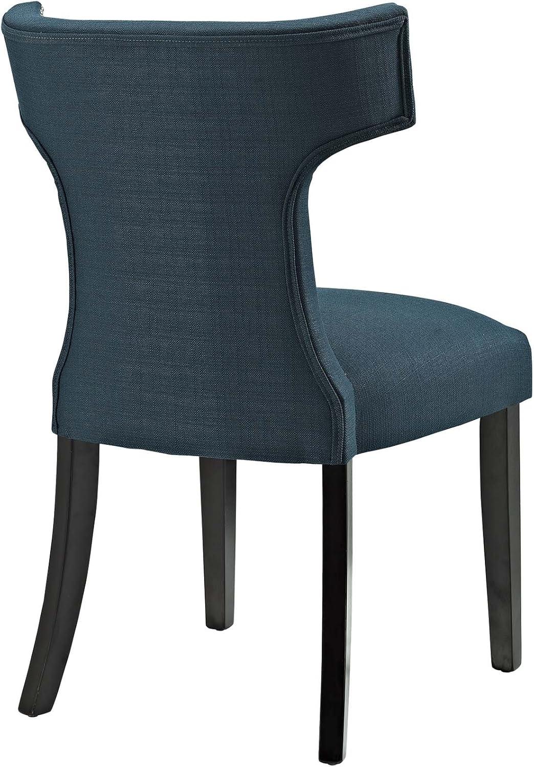 Modway Curve 19" Modern Solid Wood and Fabric Dining Chair in Teal Blue