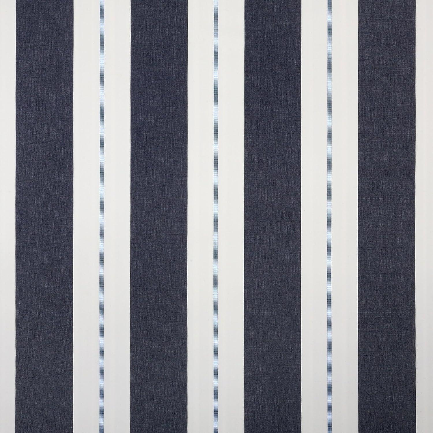 Navy and White Striped Outdoor Upholstery Fabric by the Yard