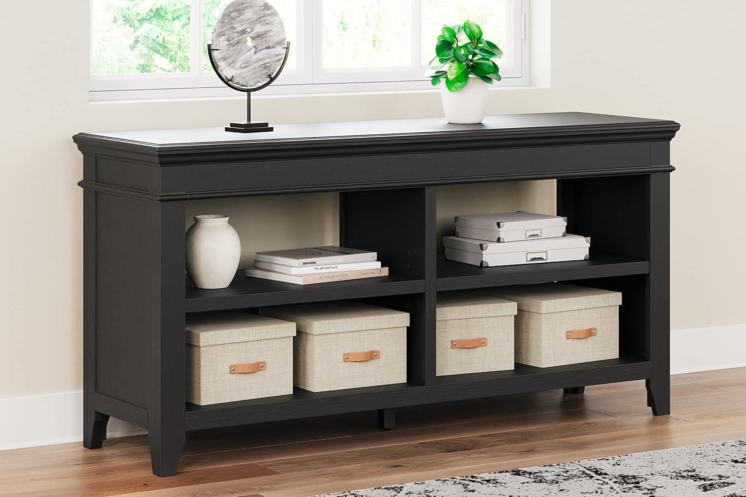 Transitional Beckincreek 60" Black Home Office Desk with Cabinet