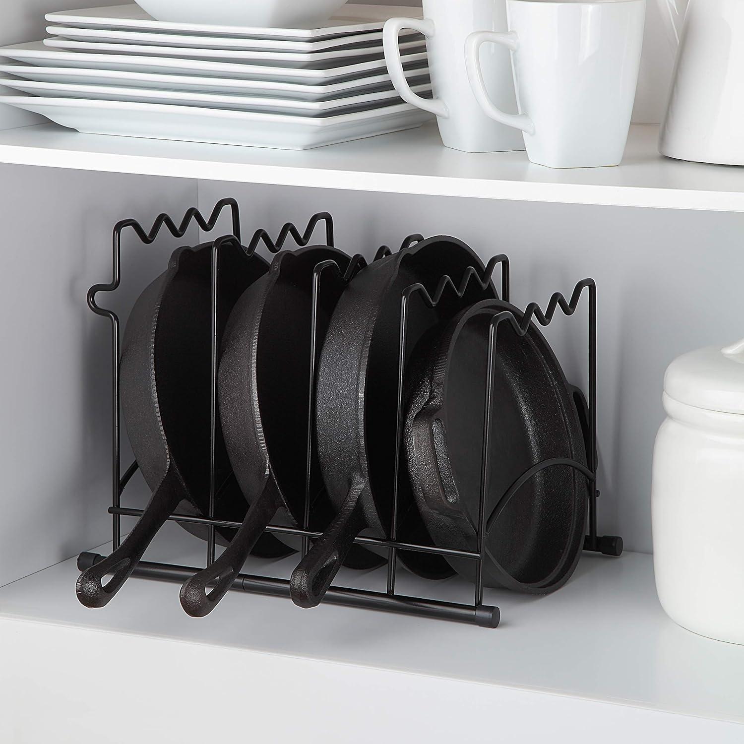 SunnyPoint Heavy Duty Kitchen Countertop Cabinet Pantry Pan, Pot Lid, and Pot Organizer Rack Holder, Bronze