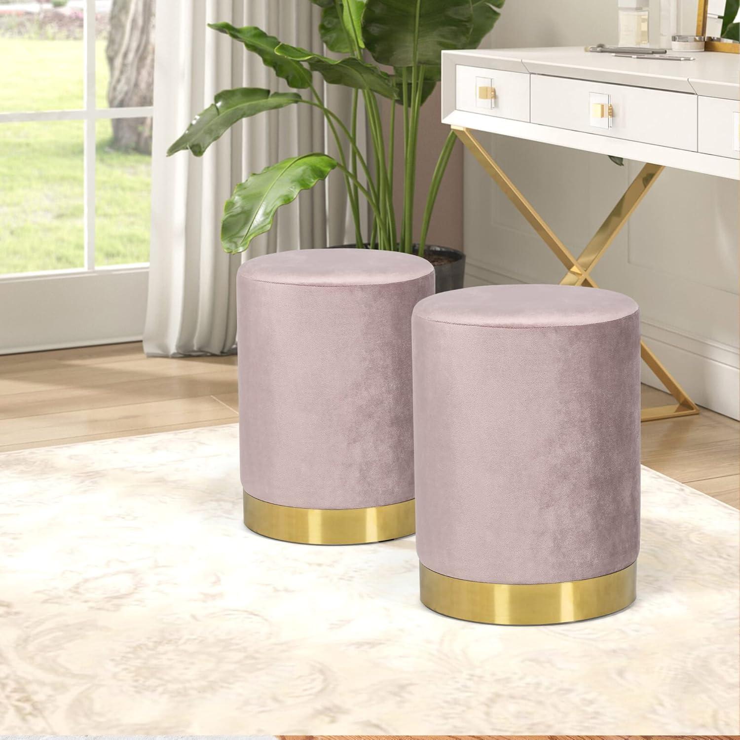 Adore Decor Adele Modern Tufted Velvet Ottoman in Pink