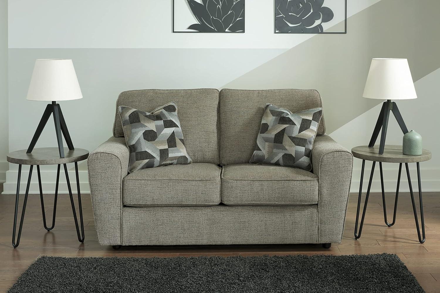 Ashley Furniture Cascilla Contemporary Fabric & Wood Loveseat in Light Gray