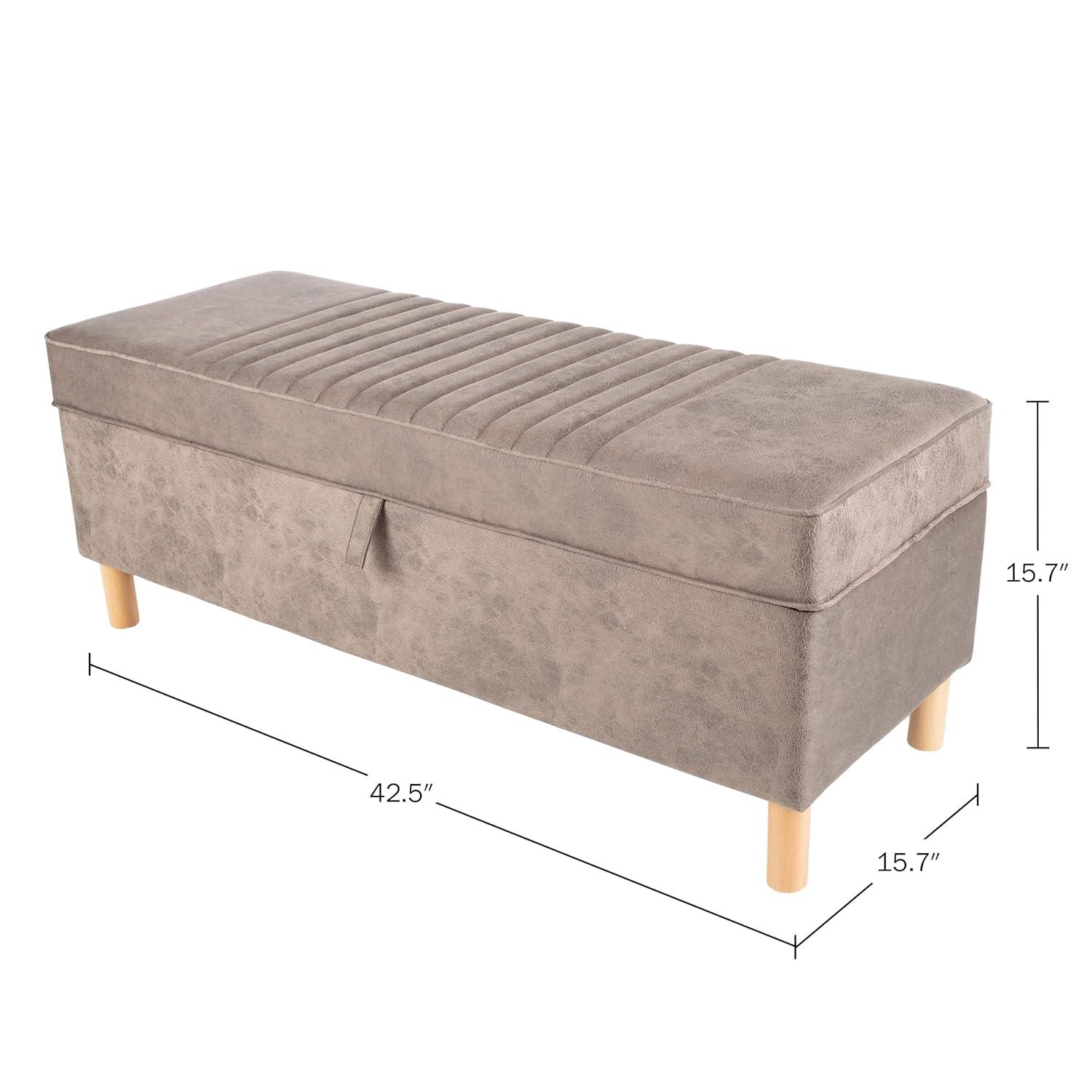 Lavish Home Upholstered Storage Ottoman with Lift Top