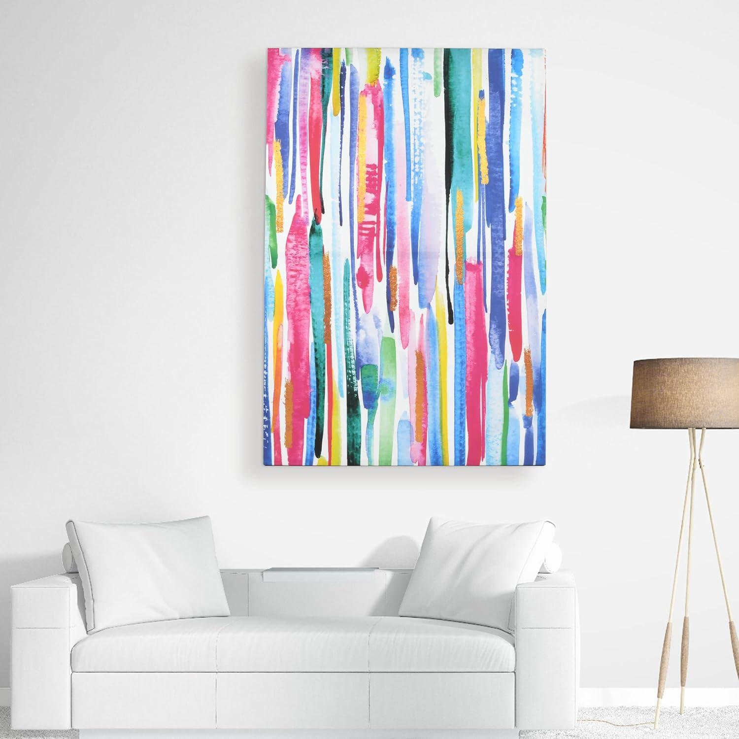 Prinz Bright Painterly Stripes 23.5" x 35.5" Abstract Canvas Wall Art, Multicolor Print