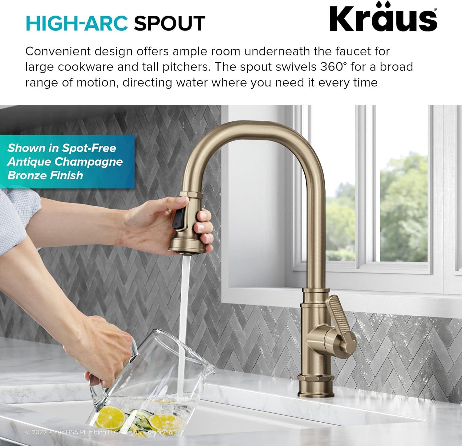 Allyn Transitional Industrial Pull-Down Single Handle Kitchen Faucet