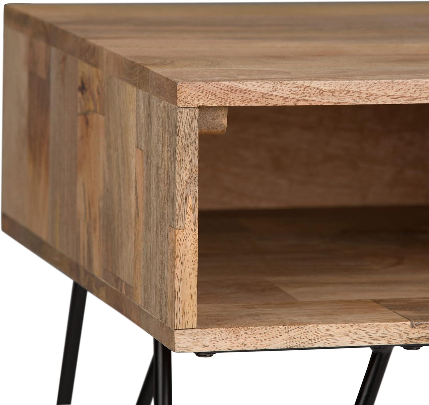 Hunter 22"W Solid Wood Industrial Square End Table with Hairpin Legs and Open Storage