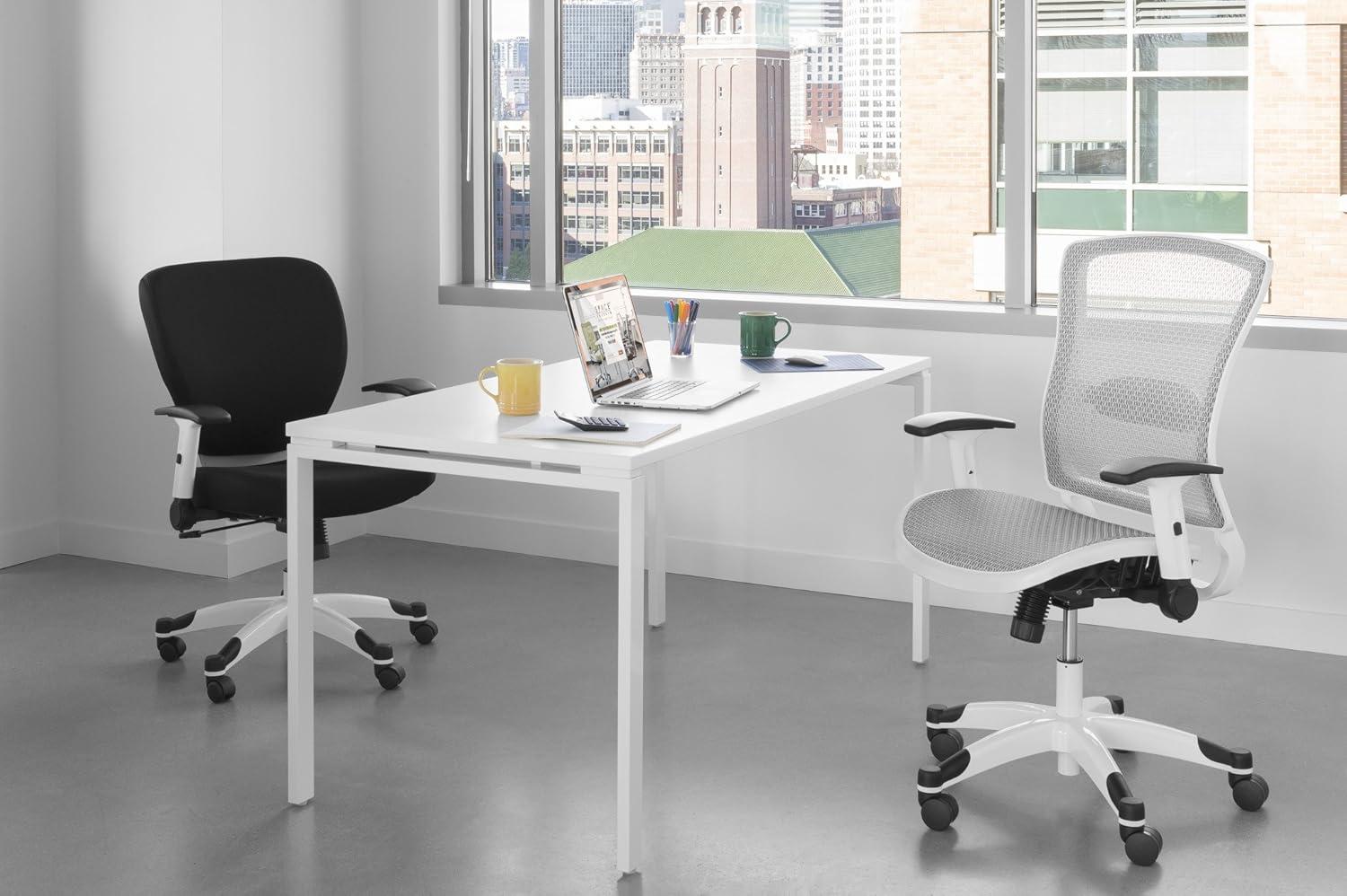 Ergonomic White Mesh Manager's Chair with Adjustable Lumbar Support