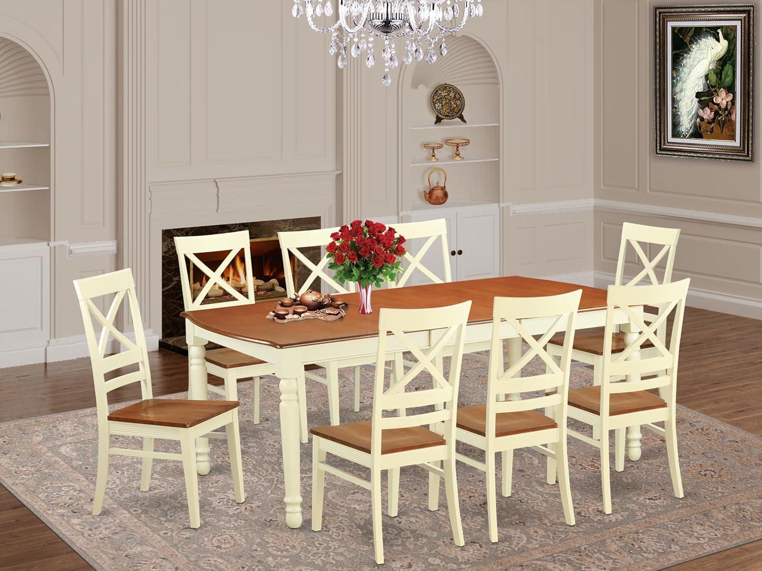 Buttermilk and Cherry 9-Piece Rectangular Wood Dining Set