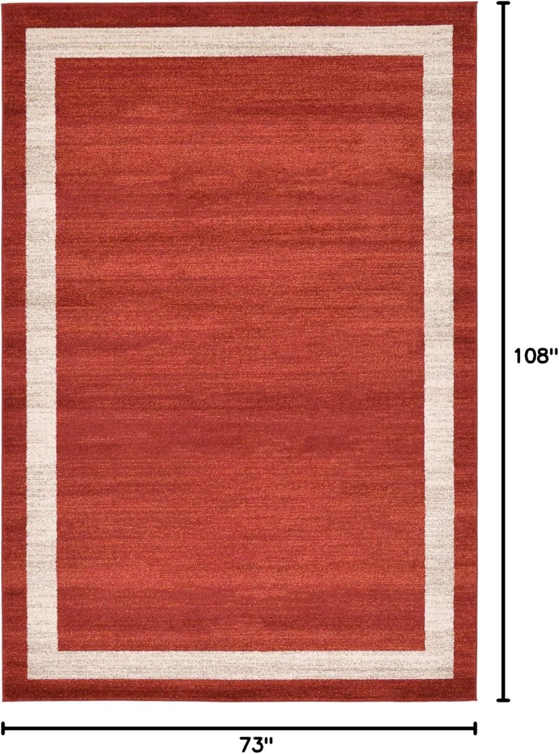 Terracotta and Ivory Tufted Synthetic 6' x 9' Area Rug