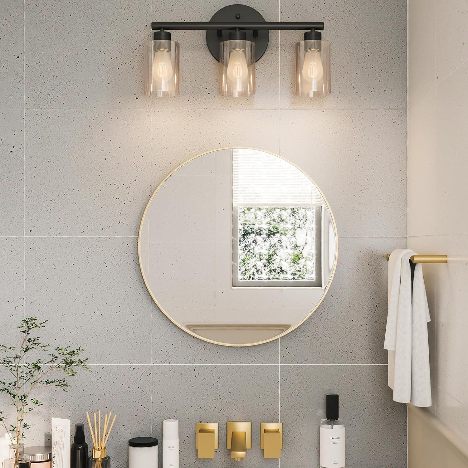 Gold 24 Inch Round Mirror - Bathroom & Wall Decor for Living Room, Entry Way, Bedroom - Metal Framed