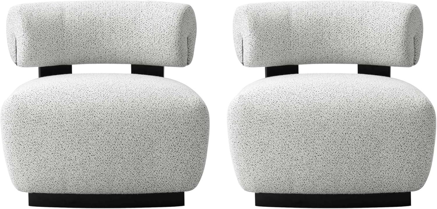 Manhattan Comfort Set of 2 Bartow Modern Woven Fabric Upholstered Accent Chairs Ivory/Black