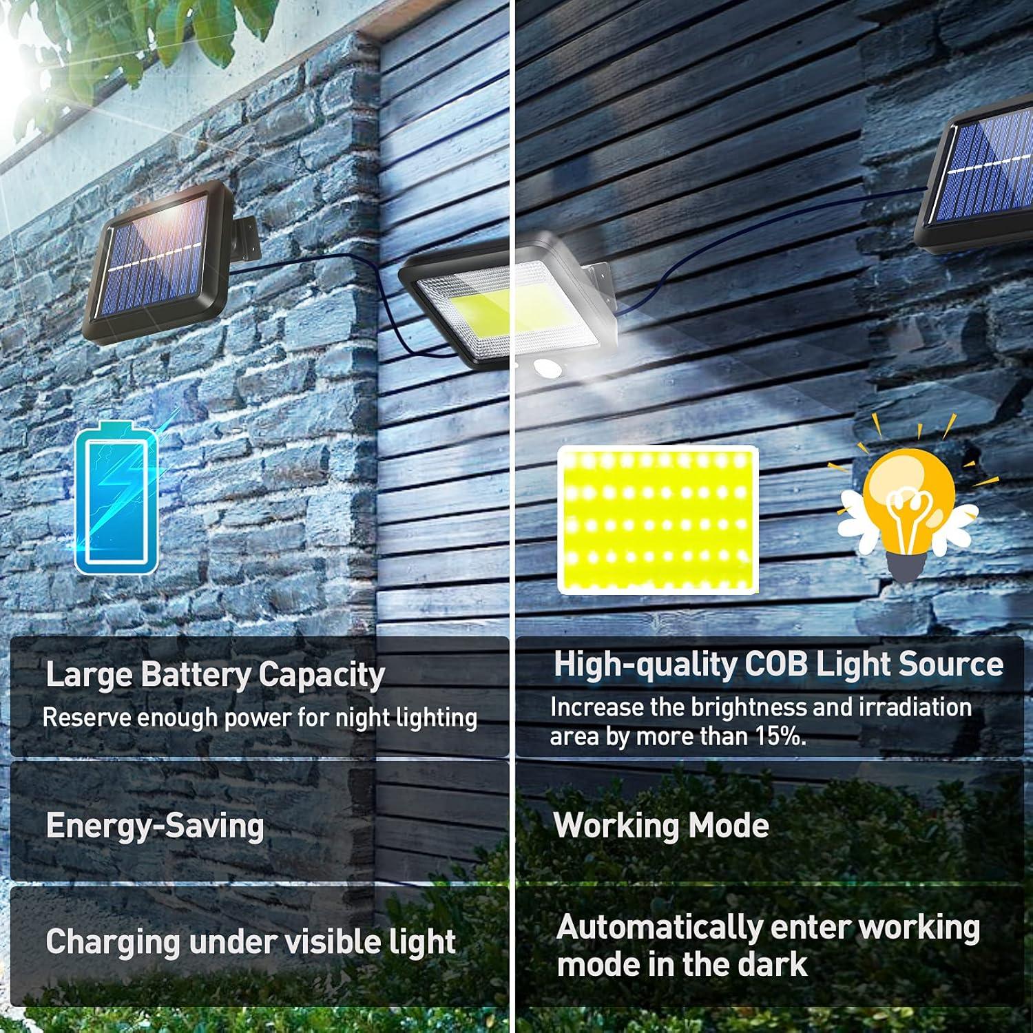 2-Pack Waterproof LED Outdoor Lights for Ultimate Security Motion-Sensor Solar Floodlights