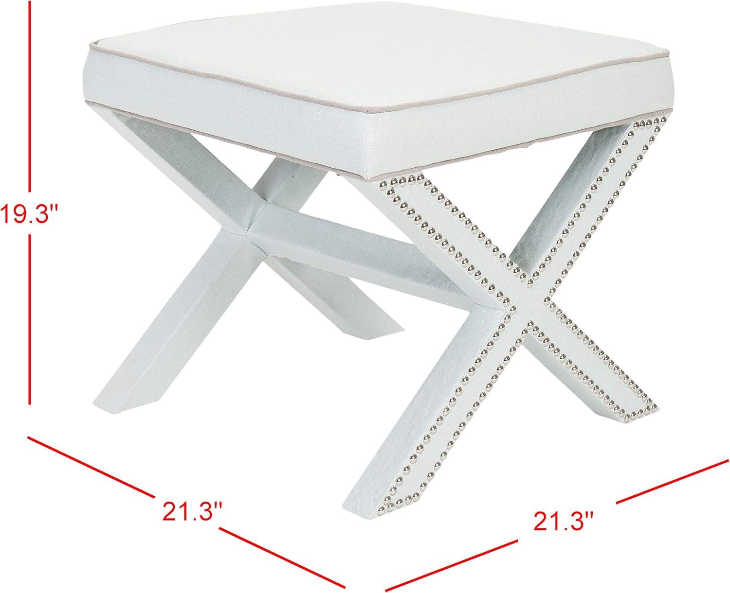 Palmer Ottoman With Silver Nailhead - MCR4589 - Robins Egg Blue - Safavieh